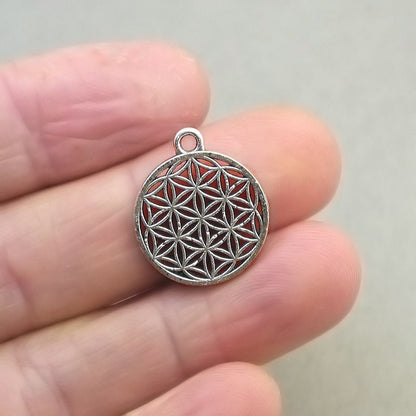 flower of life, seed of life charm antique silver CM1833S