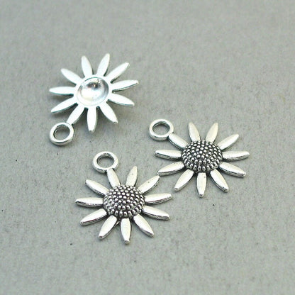 daisy flower charm antique silver CM1843S