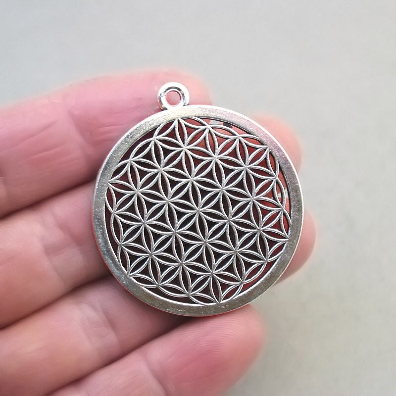 flower of life, seed of life charm antique silver CM1846S