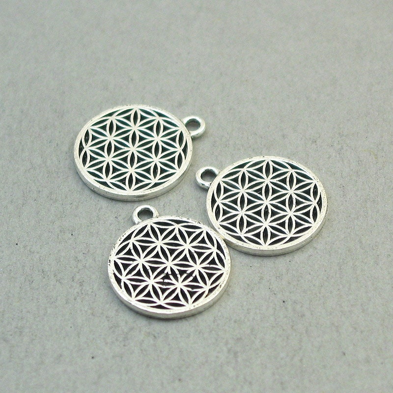 flower of life, seed of life charm antique silver CM1833S