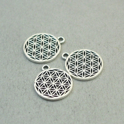 flower of life, seed of life charm antique silver CM1833S