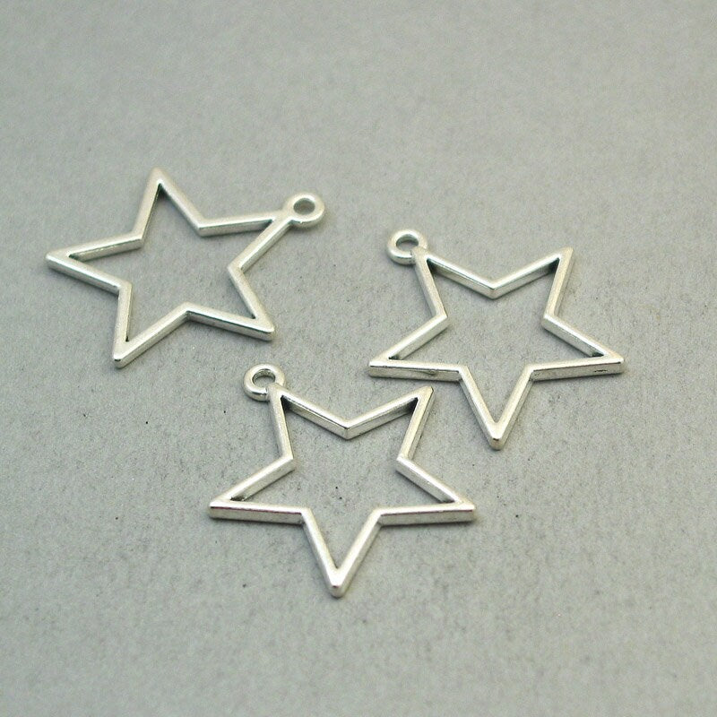 pentagram star charm antique silver CM1837S