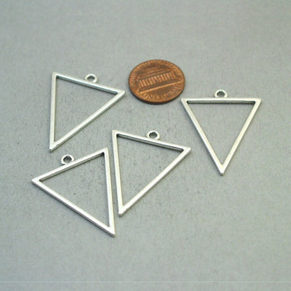 Triangle charms, geometric triangle pendants. Two sided. Antique silver 27X35mm CM1844S