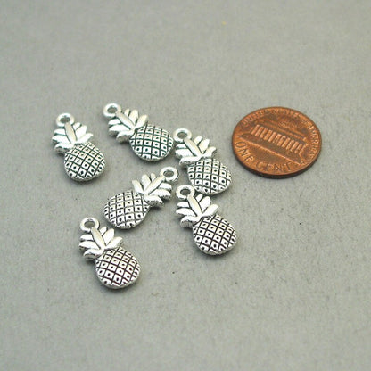 Pineapple charms, pineapple pendants. Two sided. Antique silver 9X20mm CM1857S