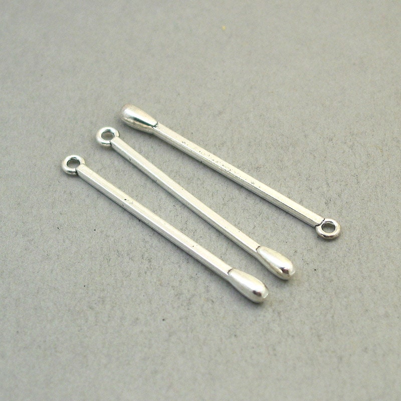 Matchstick charms, long match 3D pendants. Antique silver 49mm CM1853S