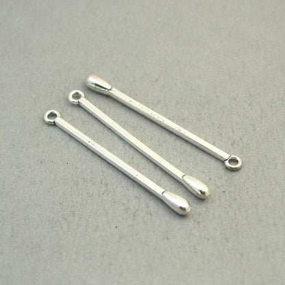 Matchstick charms, long match 3D pendants. Antique silver 49mm CM1853S