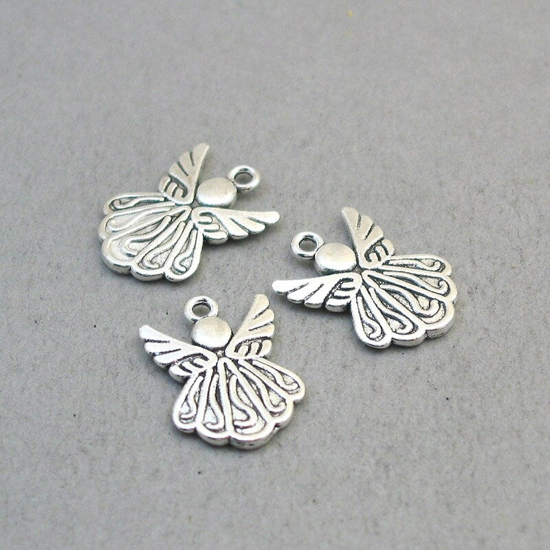 Angel charms, fairy pendants. Two sided. Antique silver 15X21mm CM1862S