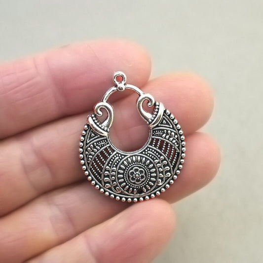 Bohemian Crescent Charm Connectors Antique Silver CM1861S