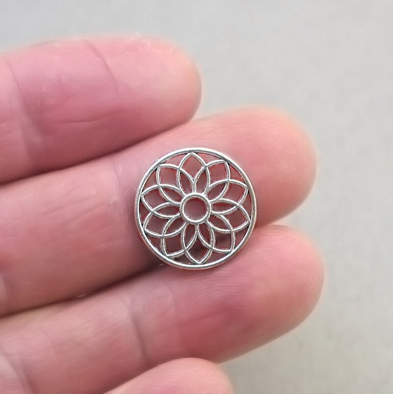 lotus flower charm connector antique silver CM1863S