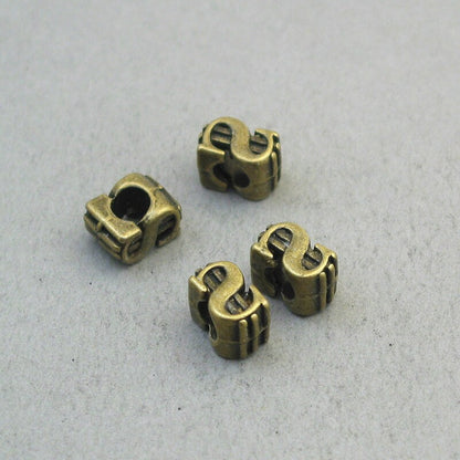 dollar sign large hole bead antique bronze BD0252B