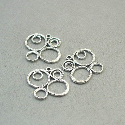 Abstract circle charm connectors, loops link pendants. Two sided. Antique silver 21X21mm CM1867S