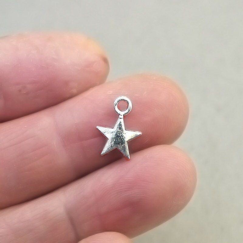 flat star charms antique silver CM1874S