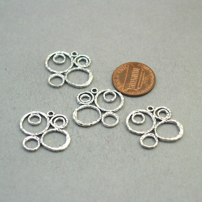 Abstract circle charm connectors, loops link pendants. Two sided. Antique silver 21X21mm CM1867S