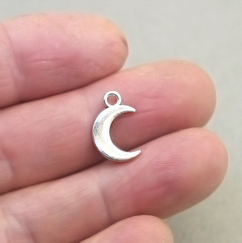 small crescent moon charm antique silver CM1869S