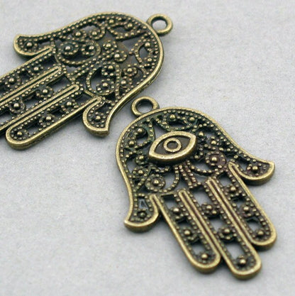 hamsa hand charm antique bronze CM0070B