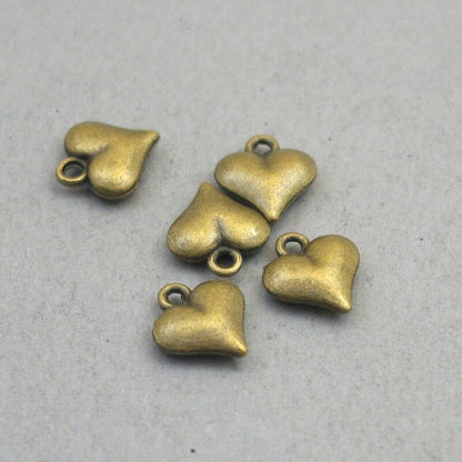 Heart charms, heart pendants. Two sided. Antique bronze 11X12mm CM1881B