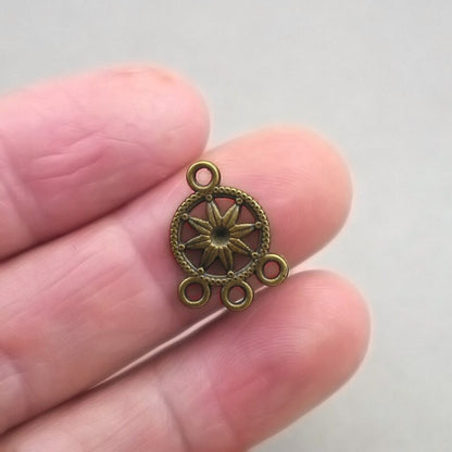 star flower charm connector antique bronze CM1882B