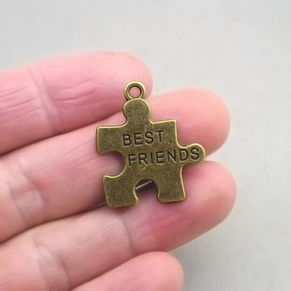 best friends puzzle charm antique bronze CM1883B