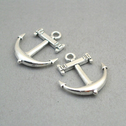 Anchor charms, large anchor pendants. Two sided. Antique silver 30X33mm CM1884S