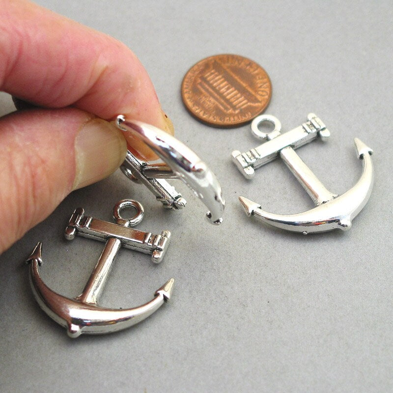 Anchor charms, large anchor pendants. Two sided. Antique bronze 30X33mm CM1884B