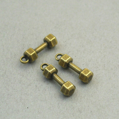 Dumbbell charms, dumbbell 3D pendants. Antique bronze 6X21mm CM1893B