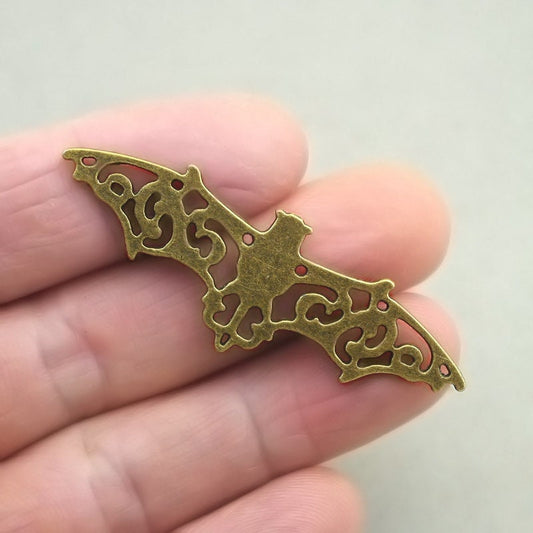 bat charm connector antique bronze CM1895B