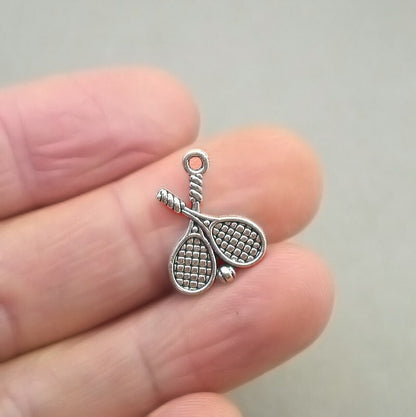 tennis racket charm antique silver CM1890S