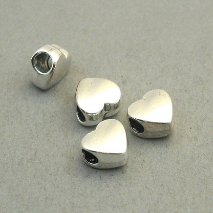 heart large hole bead antique silver BD0263S