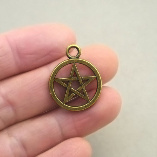 pentagram star charm antique bronze CM1886B