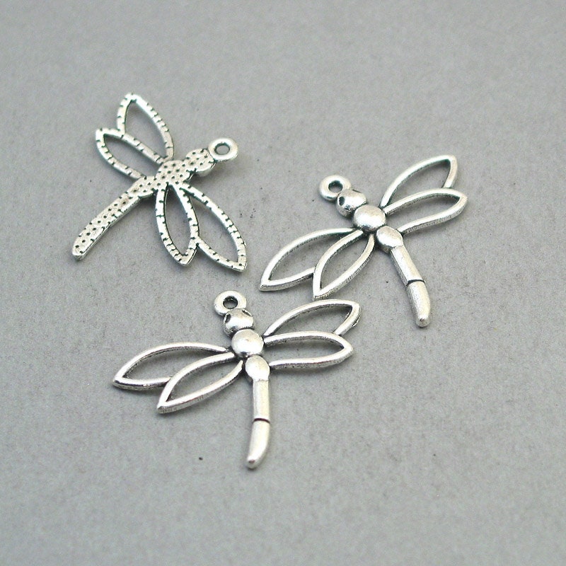 dragonfly charm antique silver CM1901S