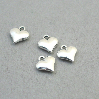 Heart charms, heart pendants. Two sided. Antique silver 11X12mm CM1881S