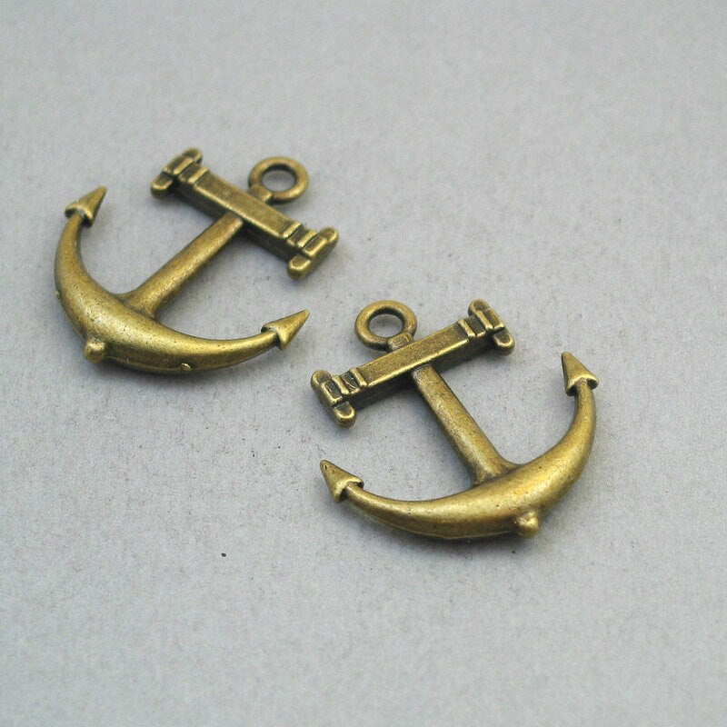 Anchor charms, large anchor pendants. Two sided. Antique bronze 30X33mm CM1884B