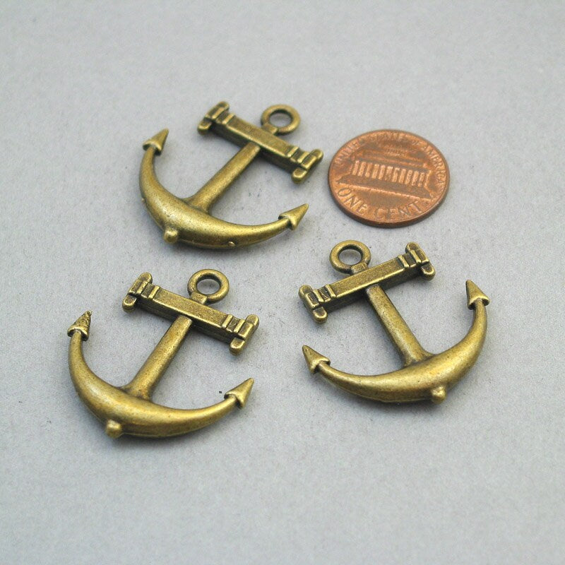 Anchor charms, large anchor pendants. Two sided. Antique bronze 30X33mm CM1884B