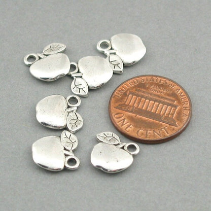 Apple charms, small apple pendants. Two sided. Antique silver 10X10mm CM0504S