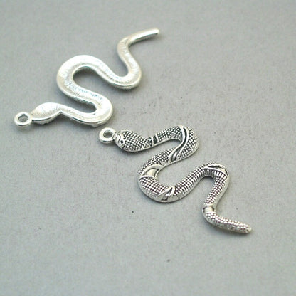 Snake charms, serpent pendans. One sided. Antique silver 24X54mm CM1909S